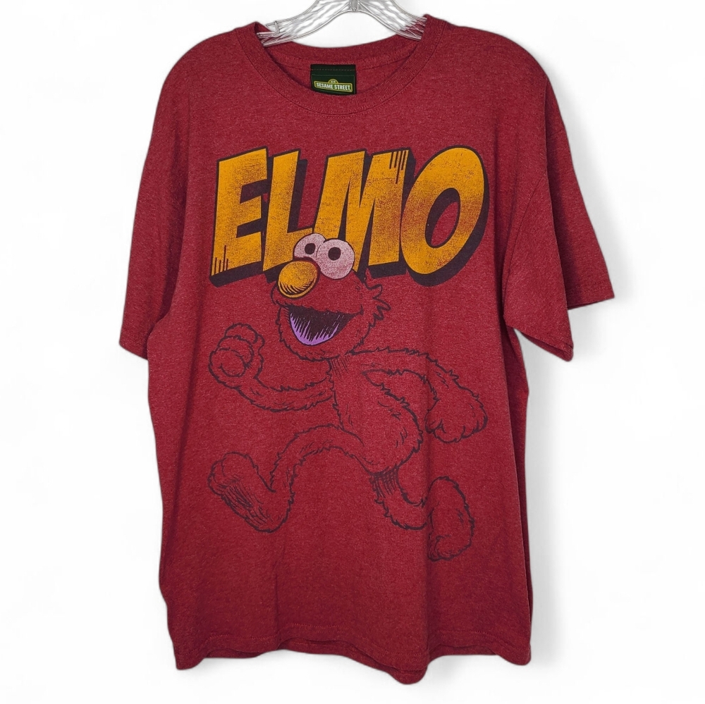 SESAME STREET Vintage Elmo Running Red T Shirt Y2K Sz L